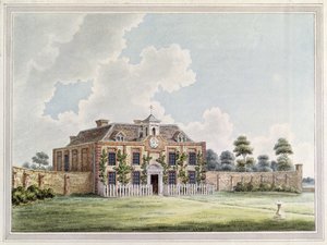 Udsigt over Dawley House, Harlington, Middlesex, ca. 1820 (farvegravering) af English School